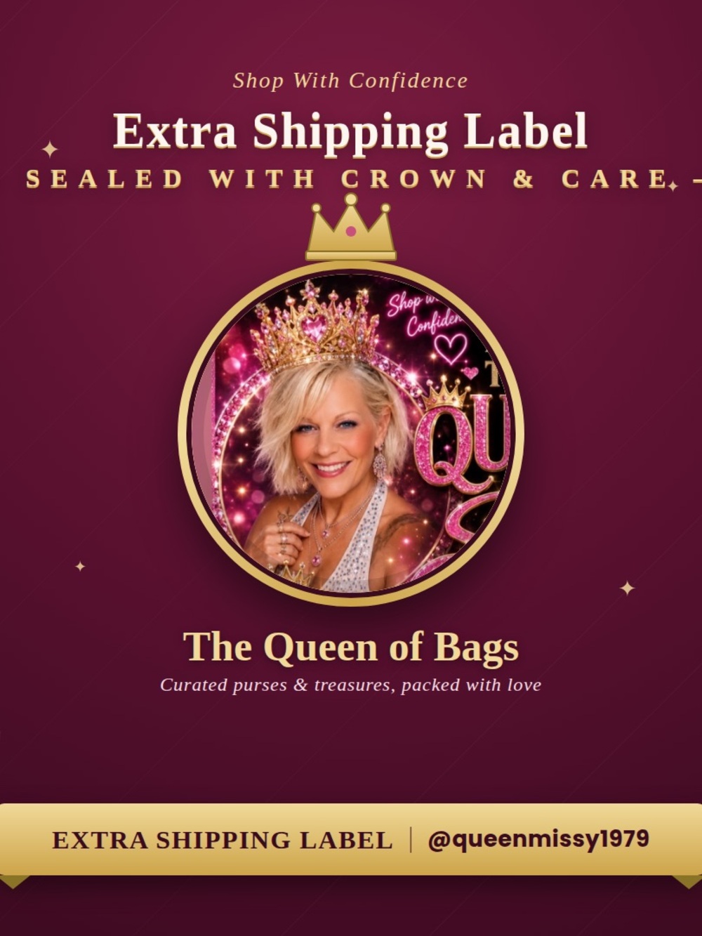 The Queen of Bags Extra Shipping Label